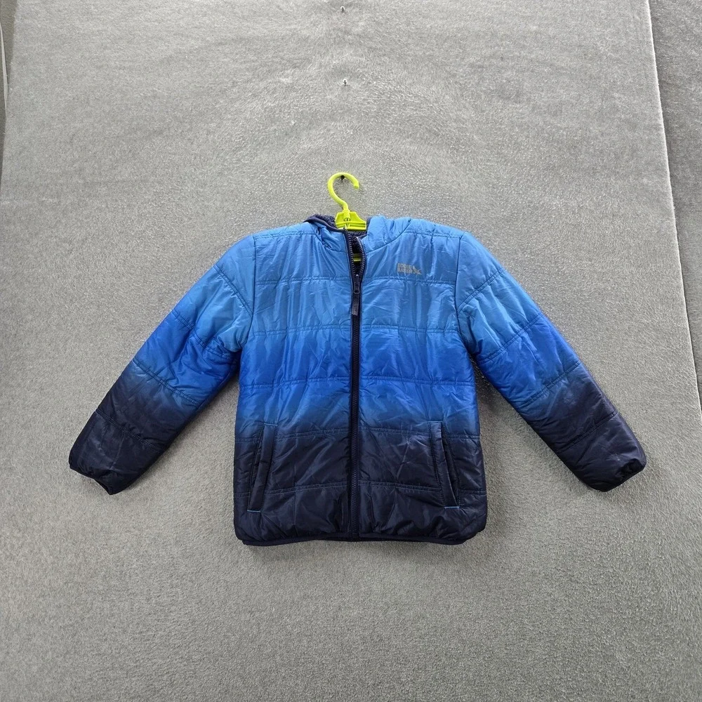 Eddie Bauer Boys Jacket 12/14 Blue Sherpa‎ Puffer Colorblock Reversible